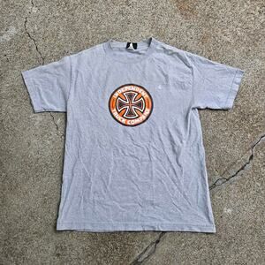 Vtg Y2k INDEPENDENT TRUCK COMPANY Cross Logo Graphic Skate Tee Shirt Medium